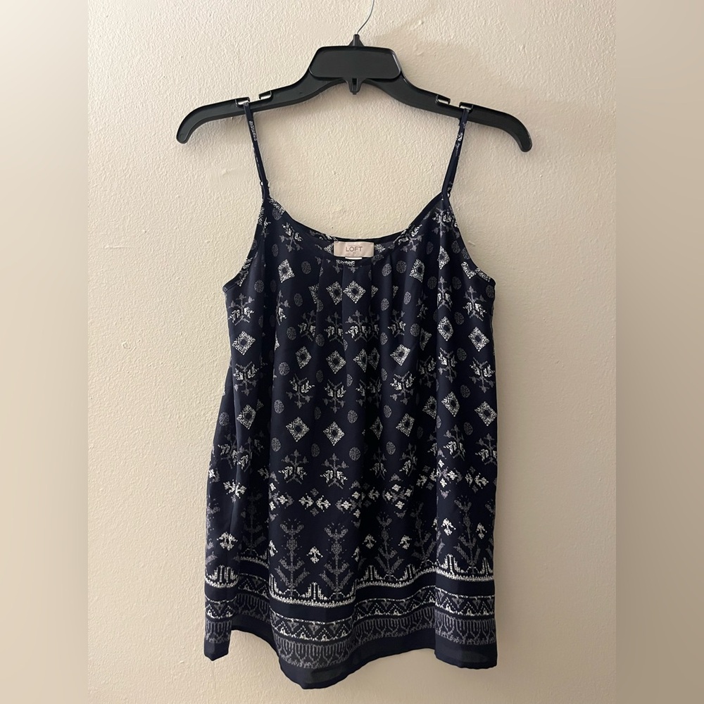 Ann Taylor LOFT Blue Boho Cami Sleeveless Top size small